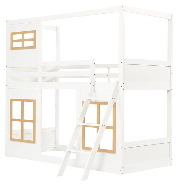 Stockbett K-940 Weiß - Massivholz - 90 x 185 x 200 cm