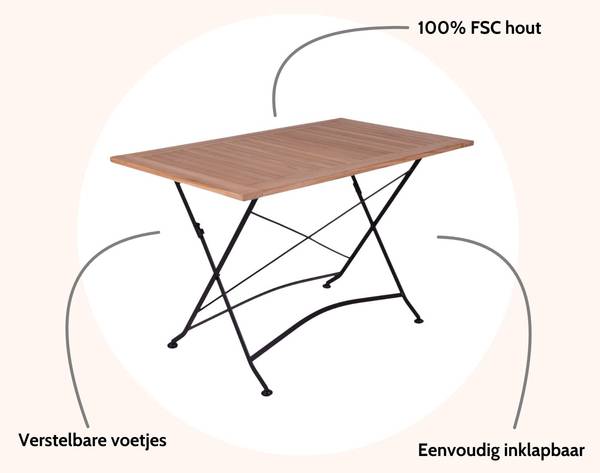 Klappbarer Gartentisch Toscana Braun - Akazie - Stahl - 70 x 75 x 120 cm