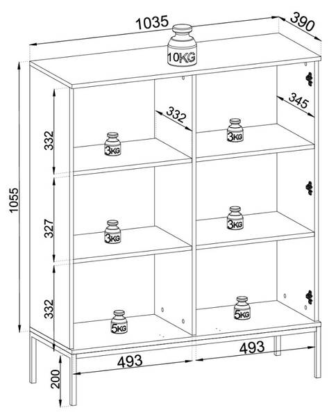 Vitrinenschrank DEO Beige - ABS - 104 x 126 x 39 cm