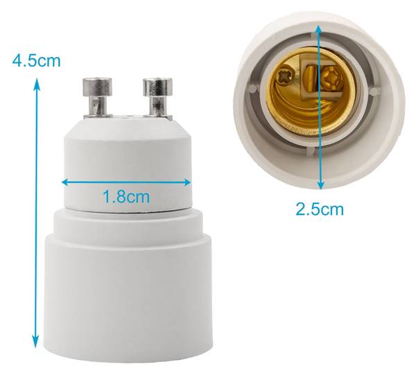 4x GU10 auf E14 Lampensockel Adapter Weiß - Kunststoff - 4 x 9 x 9 cm