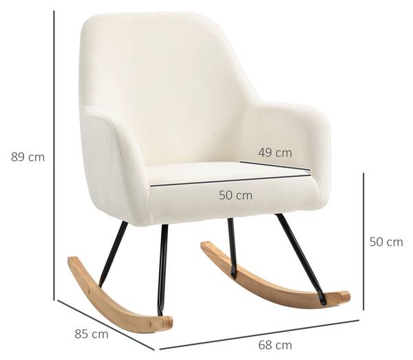 Schaukelstuhl 83B-301V00CW Weiß - Textil - 68 x 89 x 85 cm