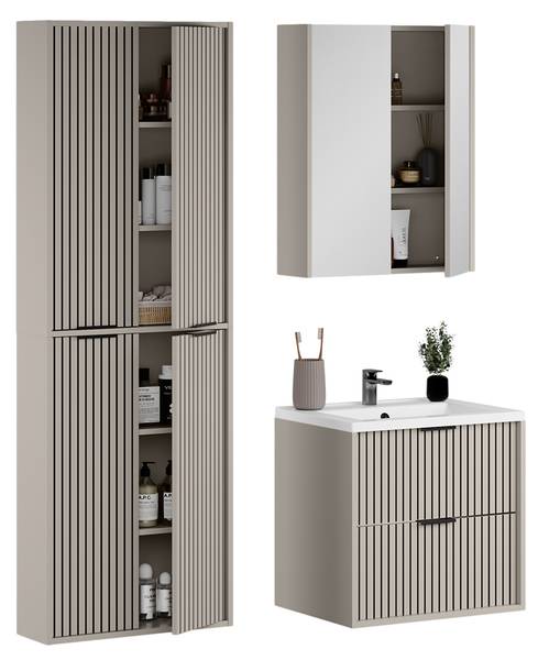 Meubles bain Ruford 59634 lot de 4 Beige - Acier - 60 x 57 x 45 cm
