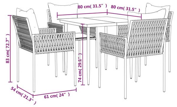 Garten Essgruppe 3029541-2 (5-teilig) Schwarz - Braun - Weiß