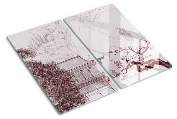 Schneidebrett Panda 2er Set Braun - Glas - 52 x 1 x 30 cm