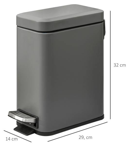 Mülleimer 851-023GY Grau - Metall - 14 x 32 x 30 cm