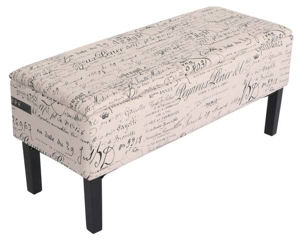 Sitzbank Renens Schriftzug creme Weiß - Textil - 36 x 44 x 95 cm