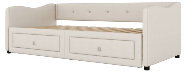 Schlafsofa Everly Beige - Leinen - 213 x 74 x 102 cm