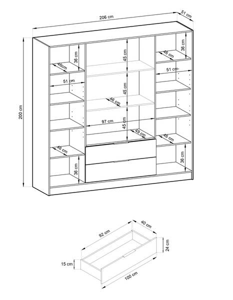 Kleiderschrank Linz Braun - Eiche Hell