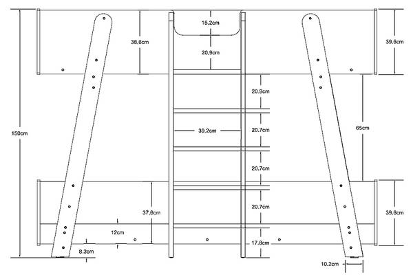 Etagenbett CORODELA Braun - Weiß - Holz teilmassiv - 97 x 150 x 196 cm