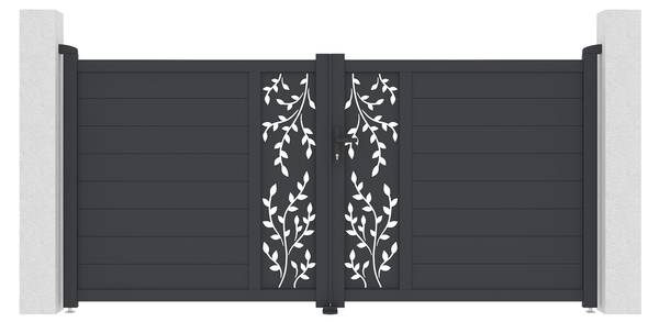 Portail battant ajustable FOLYA Gris - Aluminium - 300 x 146 x 0 cm