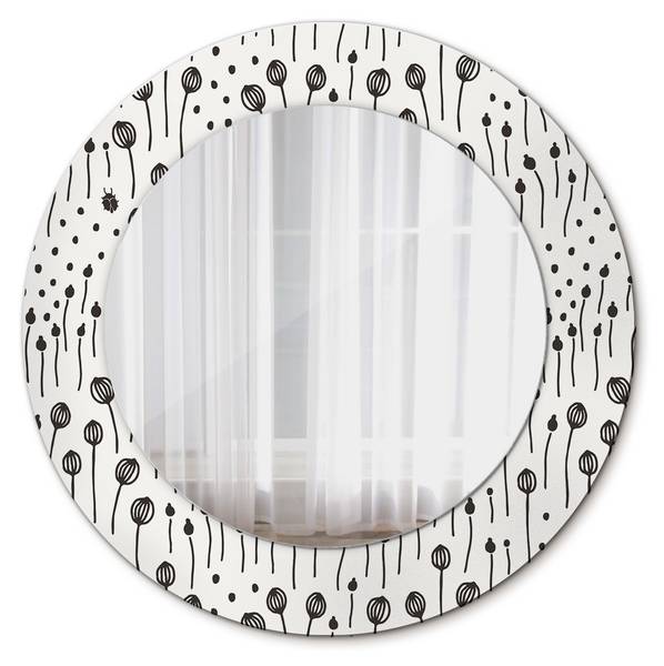 Dekospiegel Flora Linea Schwarz - Spiegelglas - 50 x 50 x 1 cm