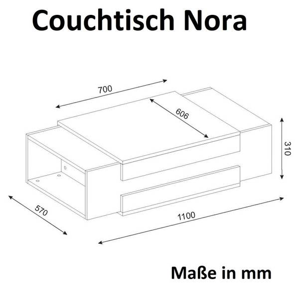 Couchtisch Nora Weiß Walnuss Weiß - Holzwerkstoff - 110 x 31 x 60 cm