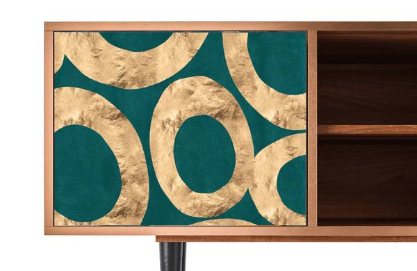 TV-Lowboard T2 Walnuss Türkis - Holzwerkstoff - 170 x 69 x 48 cm