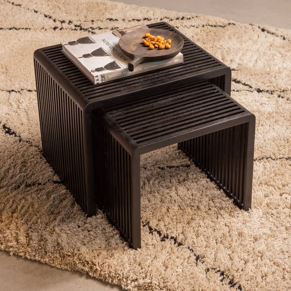 Table d'appoint Willa Schwarz - Teakholz - 45 x 50 x 40 cm