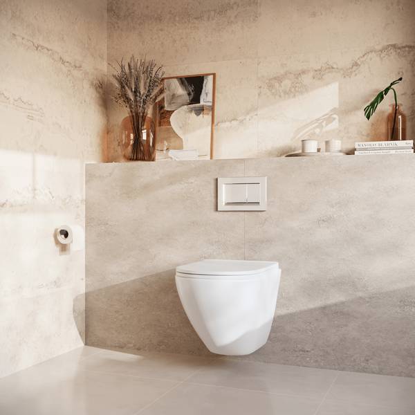 Wand WC mit Unterputzspülkasten Linea Weiß - Keramik - 37 x 37 x 49 cm