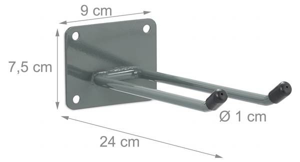 Langer Wandhaken in Anthrazit Schwarz - Grau - Stahl - 9 x 8 x 24 cm
