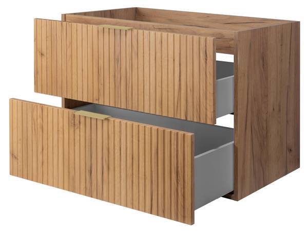 Badezimmerschrank Loara X Schwarz - Braun - Gold - Holzwerkstoff - 140 x 57 x 46 cm