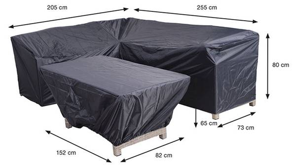 Beschermhoes lounge dining Coverit 2 dlg grijs - polyester - 255 x 80 x 205 cm