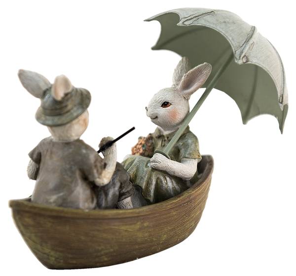Figur Kaninchen DekoEaster-Jace Grün - Kunststoff - 10 x 12 x 14 cm