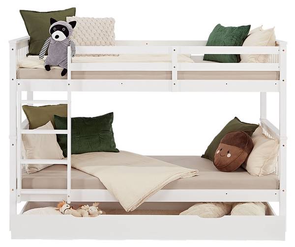 Lit superposé 3053 Avec sommier à lattes & matelas - Avec coffre de lit