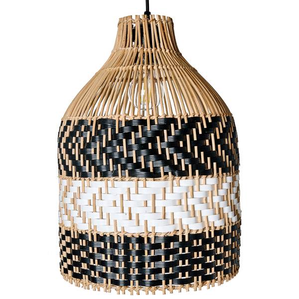 Pendelleuchten TURABO Schwarz - Blau - Weiß - Rattan - 29 x 155 x 29 cm