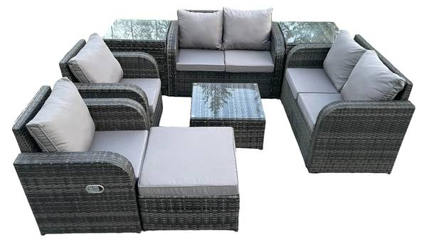 Gartengarnitur C(8er-Set) Grau - Webstoff - 124 x 79 x 67 cm