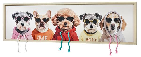Wandbild DOG CREW 3D Orange - Naturfaser - 4 x 32 x 112 cm