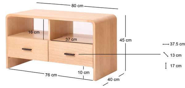 TV-Schrank BASTAD Grün - Massivholz - 80 x 45 x 40 cm