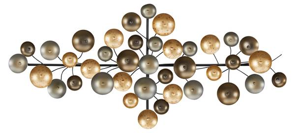Metallbild PORTIA Schwarz - Gold - Silber - Metall - 96 x 42 x 7 cm
