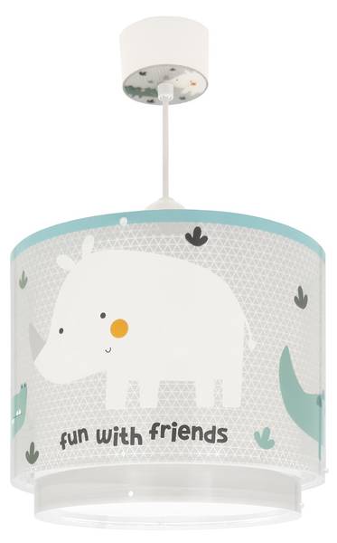 Kinderzimmer Deckenlampe Nashorn & Kroko Grau - Kunststoff - 24 x 22 x 24 cm