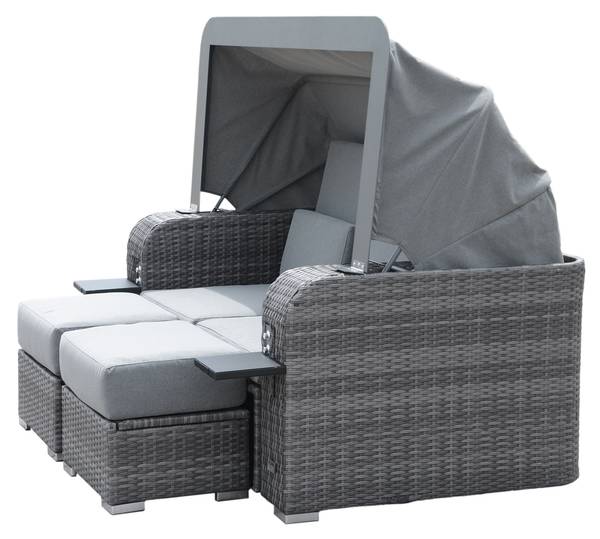 Strandstoel HOLBY grijs - polyrotan - 160 x 69 x 189 cm