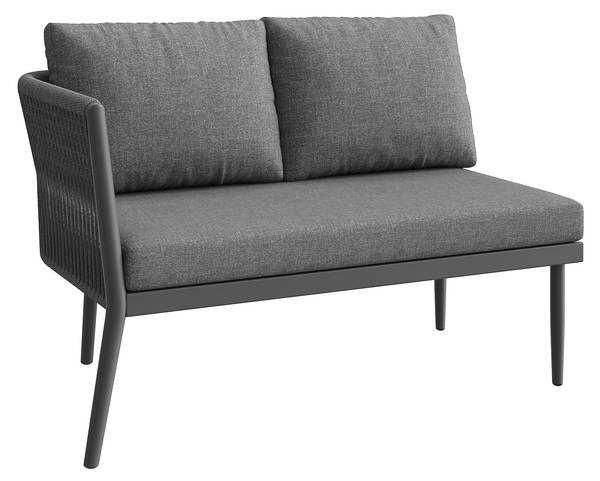 Set lounge jardin Gaia II (6-él.) Gris - Verre - Métal - Matière plastique - Textile - 176 x 75 x 176 cm