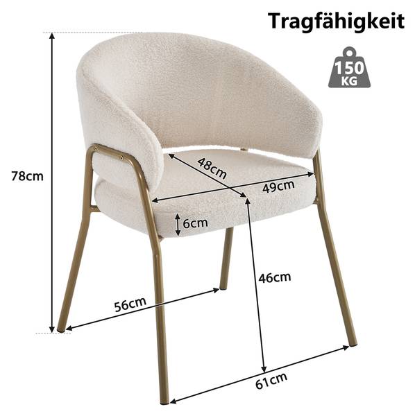 Fauteuil simple Mercury Ⅶ Blanc - Velours - Acier - 48 x 78 x 49 cm