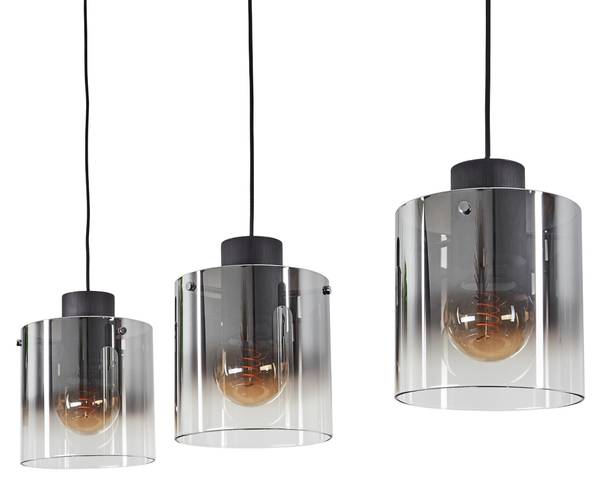 Pendelleuchte Riccione Schwarz - Grau - Aluminium - Klarglas - 6 x 5 x 85 cm