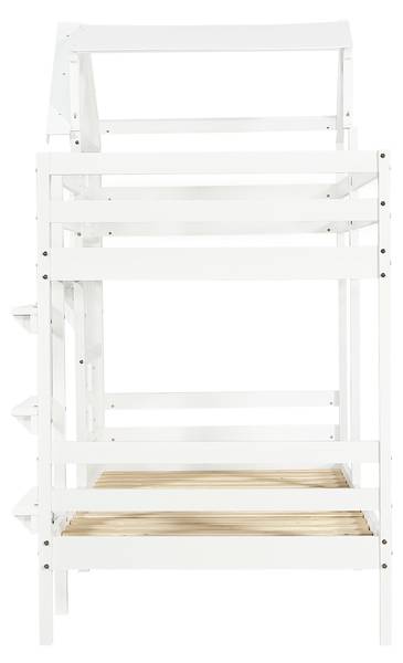 Etagenbett Huda Weiß - Holzwerkstoff - Massivholz - 111 x 192 x 205 cm