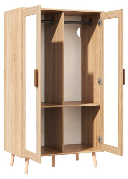 Kinderkleiderschrank LucyNaturWoody Braun - Holzwerkstoff - 160 x 142 x 46 cm