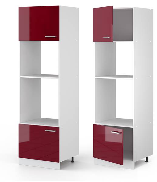Mikrowellenschrank R-Line 30492 Hochglanz Rot - Weiß