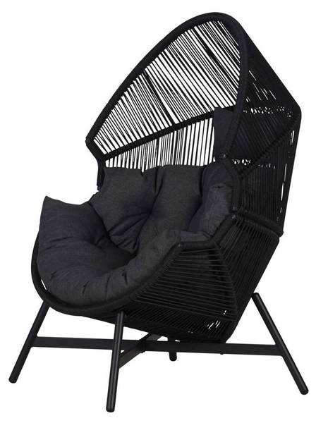Gartensessel Benny Schwarz - Rattan - 98 x 142 x 100 cm