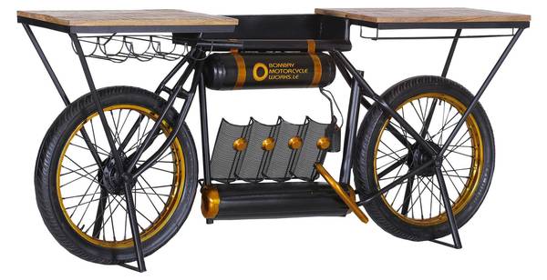Bartisch CRUISER SLOW RIDE Schwarz - Gold - Metall - Holz teilmassiv - 44 x 83 x 187 cm
