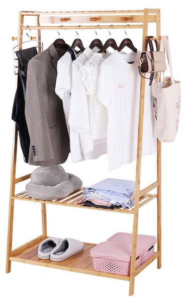 Garderobenständer Kleiderständer Holz Beige