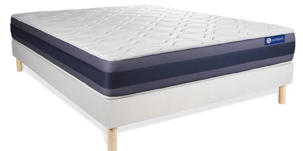 Bettgestell und Matratze Actimemo morph Weiß - Massivholz - 130 x 53 x 190 cm