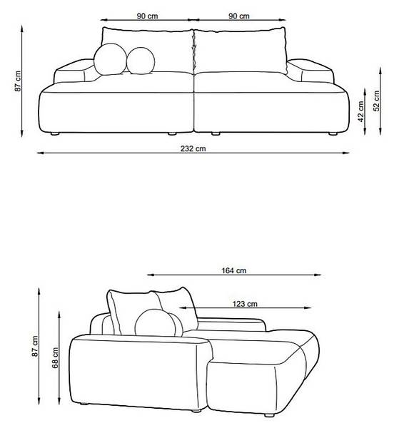 Sofa ohne Schlafmöglichkeit DAVISO Weiß - Textil - 164 x 87 x 232 cm