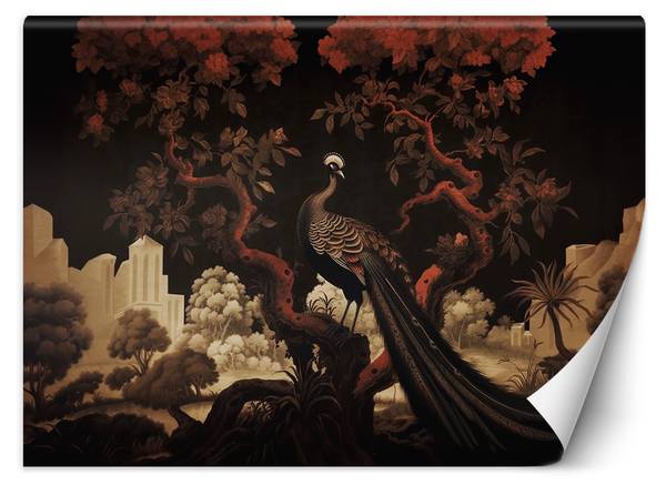 Fotobehang pauw dier boom 350 x 245 cm