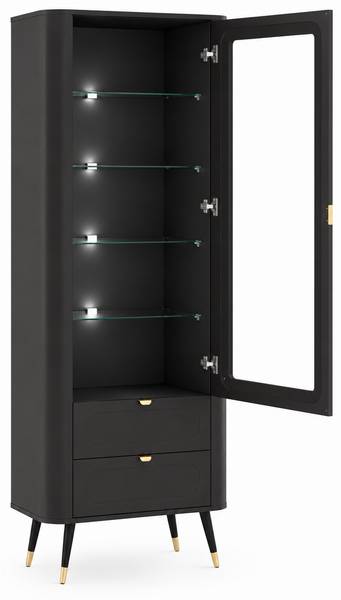 Vitrine Douro Noir - Bois manufacturé - 79 x 193 x 40 cm