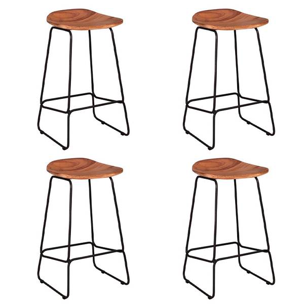 Barstuhl Holz 4er-Set Braun - Massivholz - 40 x 73 x 42 cm