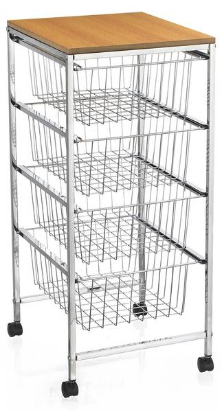 Küchenwagen RONJA Silber - Holzwerkstoff - 34 x 76 x 36 cm