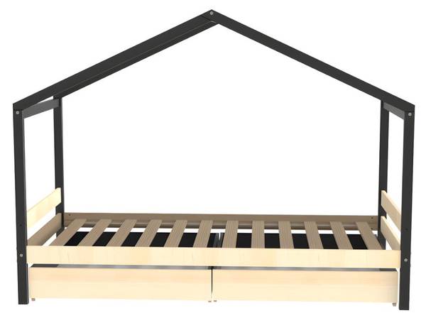 Hausbett ELFIA Schwarz - Holzwerkstoff - 95 x 150 x 199 cm