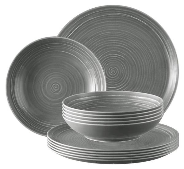 Tafelservice Terra 12-teilig Grau