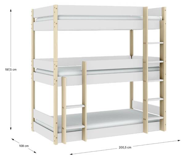 Etagenbetten ÉLIA Weiß - Holzwerkstoff - 108 x 198 x 201 cm