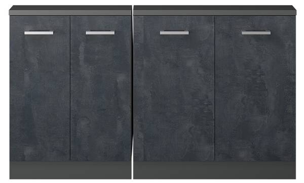 Küchenschrank für Dachschrägen 58138 Anthrazit - Beton Dekor - Dunkelgrau - Breite: 140 cm